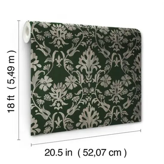 RoomMates Blooming Damask Peel & Stick Wallpaper Deep Green {10}