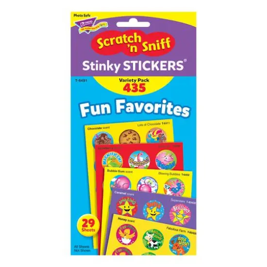Trend Enterprises&reg; Fun Favorites Stinky Stickers&reg; Variety Pack, 3 Packs of 435ct. {4}