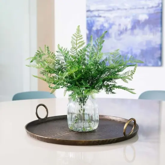 17" Forest Fern Arrangement in Glass Vase {3}