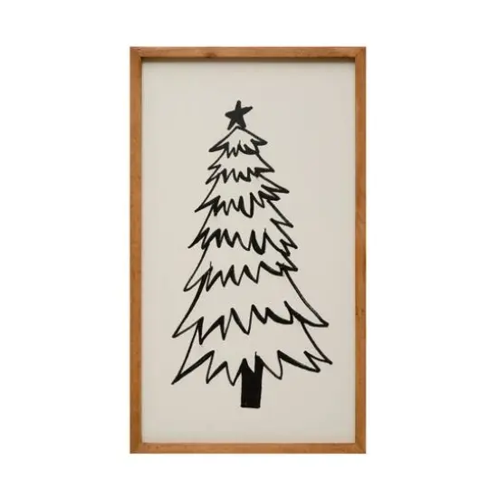 Hello Honey® 26" Black & White Tree with 9 Hooks Wood Framed Wall Décor {1}