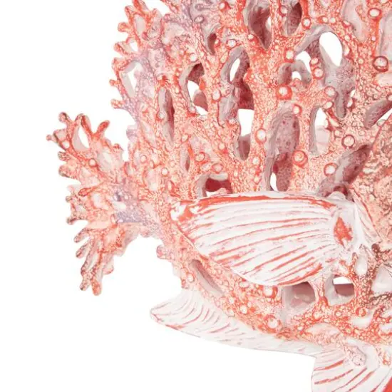 11" Textured Polystone Fish Sculpture with White Fins Red {6}