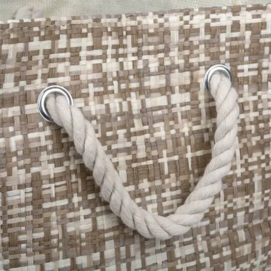 DII&reg; Large Tweed Rectangle Woven Paper Storage Bin Stone {6}