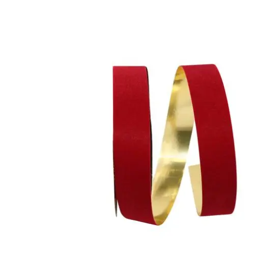 The Ribbon Roll 1.5" Glitter Veltex Gold-Backed Ribbon Medium Red {1}