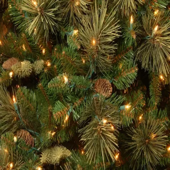 7 ft. Pre-Lit Carolina Pine Hinged Medium Artificial Christmas Tree, Clear Lights {5}