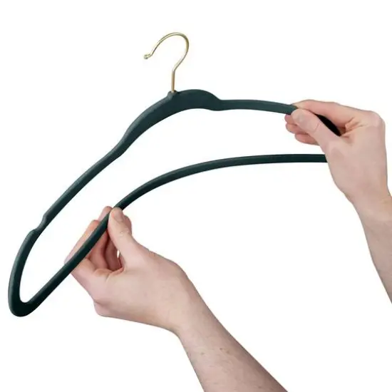Simplify Slim Velvet Gold Hook Hangers, 25ct. Emerald {6}