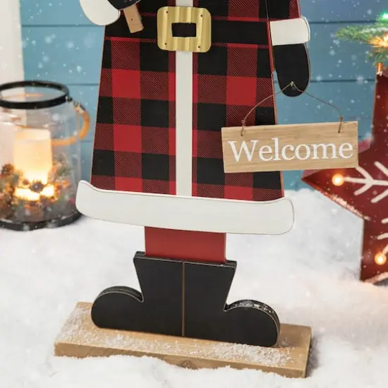 Glitzhome&reg; 36'' Lighted Wooden Santa Porch D&eacute;cor {7}