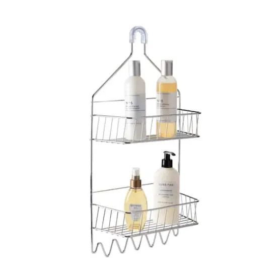 Bath Bliss Chrome 2 Tier Cabana Stripe Shower Caddy {3}