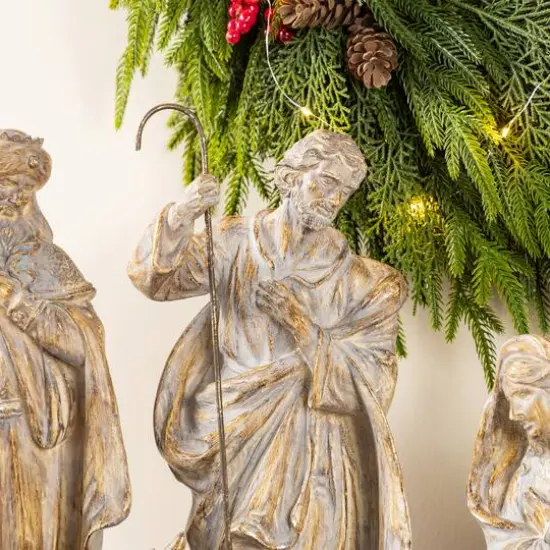 Glitzhome&reg; 10-Piece Bronze Resin Nativity Figurine Set {6}