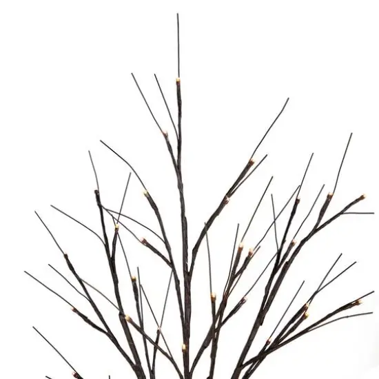 6ft. Pre-Lit Brown Twig Christmas Tree, Warm White LED Lights {5}