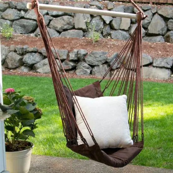 Espresso Cotton Padded Swing Chair, 40" x 55" {8}