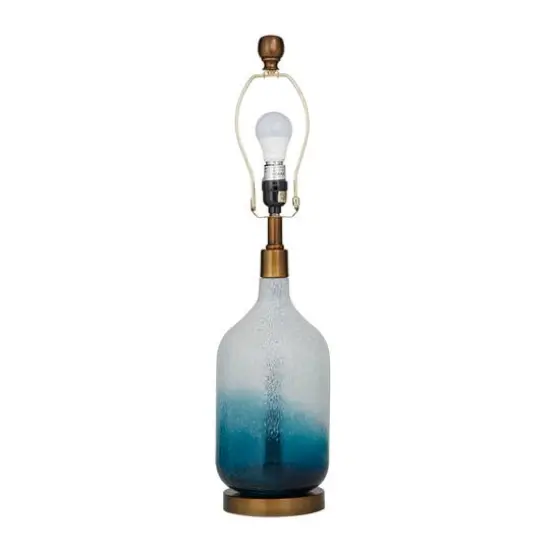 Blue Glass Table Lamp Set of 2 15", 28" {4}