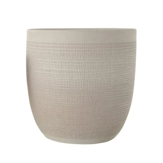 Hello Honey&reg; 12.25" Matte White Embossed Stoneware Planter {1}