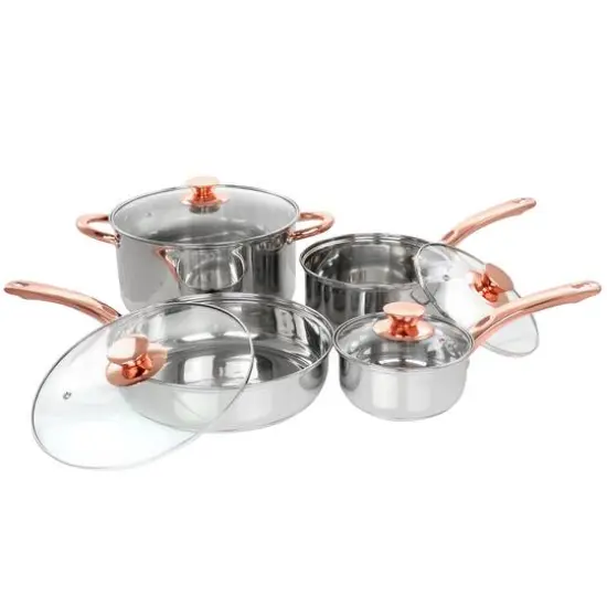 Gibson Home&reg; Ansonville 8-Piece Stainless Steel Cookware Set with Rose Gold Handles {1}