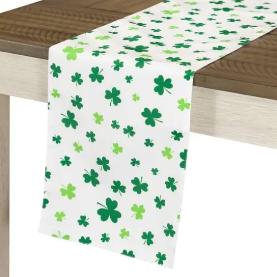 72" White & Green Shamrock St. Patrick's Day Table Runner {6}