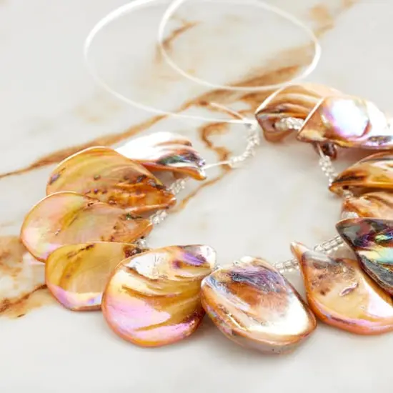 Amber Shell Teardrop Beads, 34mm by Bead Landing&trade; {3}