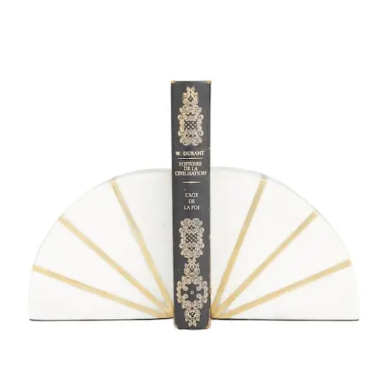 CosmoLiving by Cosmopolitan White Marble Glam Bookends, 5" x 5" x 2" {1}