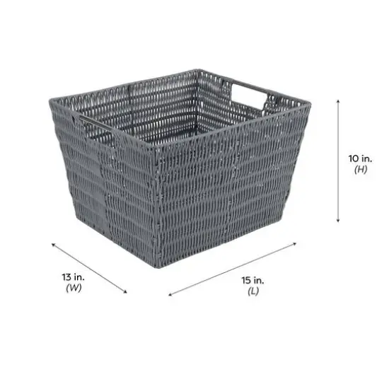 Simplify Large Charcoal Rattan Storage Tote Basket {6}