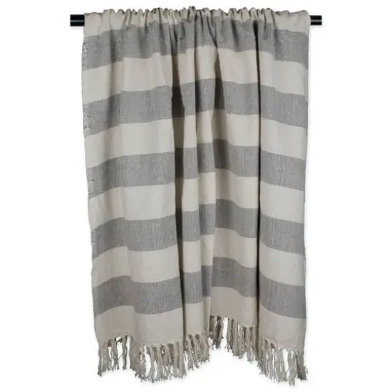DII&reg; Gray & Off White Cabana Stripe Throw {6}