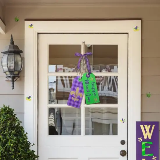 Glitzhome&reg; 25.5" Happy Mardi Gras Day Wooden Bookmark Door Hanger {6}