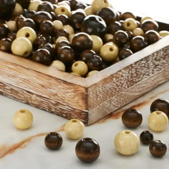 White & Brown Wood Mix Craft Beads by Bead Landing&trade; {3}