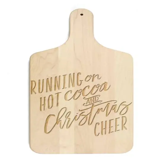 17" Running on Hot Cocoa & Christmas Cheer Maple Paddle Cutting Board {1}