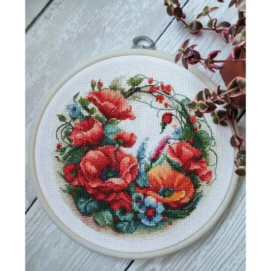Luca-S Composition with Poppies Counted Cross Stitch Kit with Display Hoop {25}