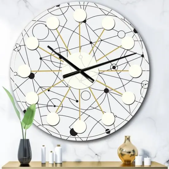 Designart 'Retro Geometric Grid Iii Mid-Century Modern Wall Clock {1}