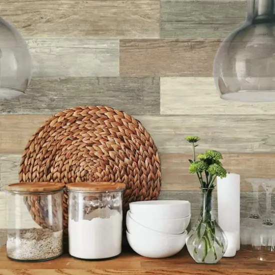 Roommates Distressed Barn Wood Plank Peel & Stick Giant Wall Decals {5}