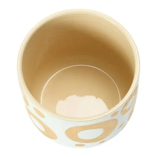 Hello Honey&reg; 6.5" White & Gold Hand-Painted Stoneware Planter {7}