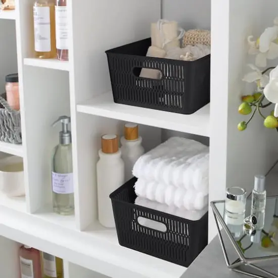 Simplify Slide Stack It Storage Tote Baskets, 2ct. Black {7}