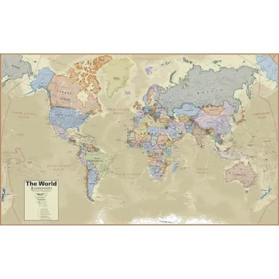 Hemispheres Boardroom Series World Laminated Wall Map {1}