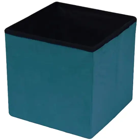Sorbus 15" Faux Suede Storage Ottoman Cube Teal {4}