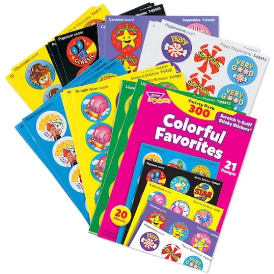 Trend Enterprises&reg; Colorful Favorites Stinky Stickers&reg; Variety Pack, 3 Packs of 300ct. {3}
