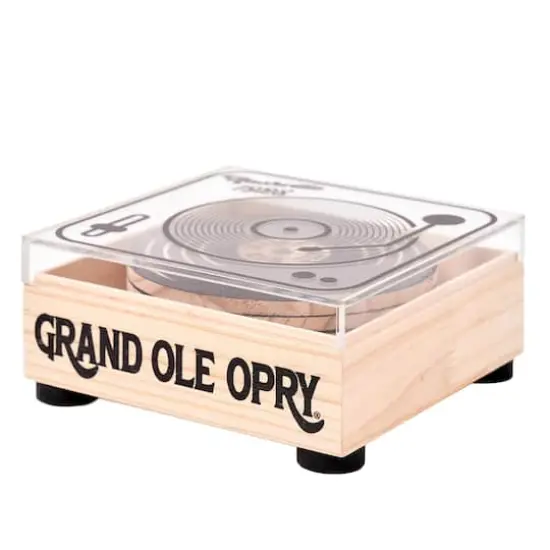 American Art Decor Grand Ole Opry Nashville 1925 Vinyl Record Wooden Coaster Set of 6 - 2.75" H x 5.5" L {1}
