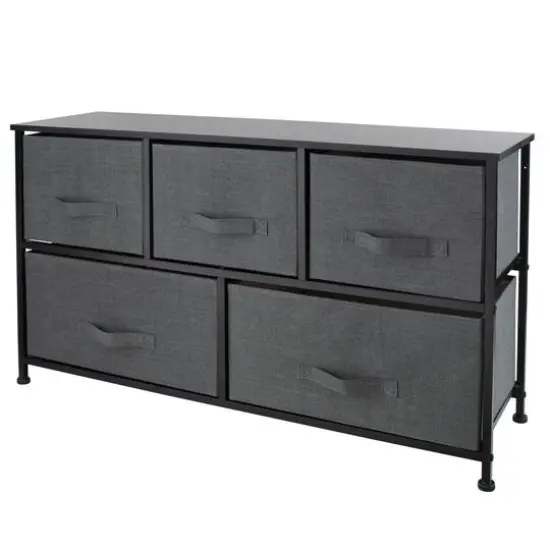 Simplify 5 Drawer Storage Dresser Gray {9}