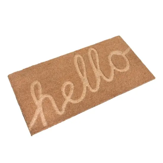Hello Honey&reg; Nautral Hello Engraved Coir Doormat {3}