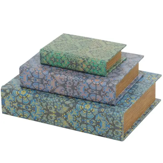 Geometric Floral Canvas Faux Book Box Set {3}