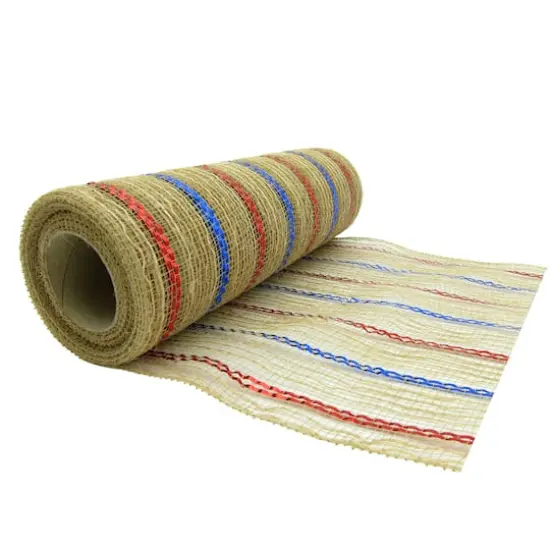 10" x 19ft. Red, Tan & Blue Striped Mesh by Celebrate It&trade; {4}