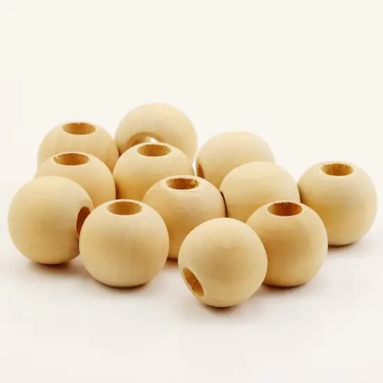 Natural Wood Round Beads by Loops & Threads&reg;, 25mm {3}