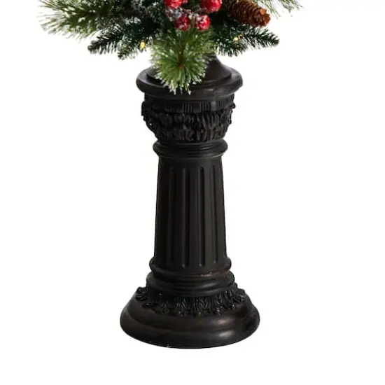 5ft. Pre-Lit LED Holiday Decorated Lamp Post With Greenery & Berries {6}