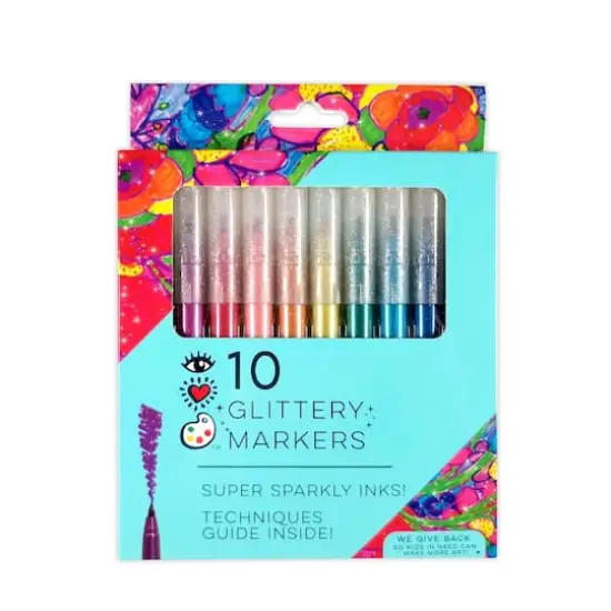 Bright Stripes iHeartArt 10 Color Glittery Marker Set {1}