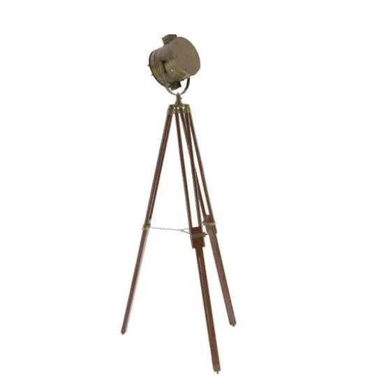 71" Brown Wood Industrial Floor Lamp {5}