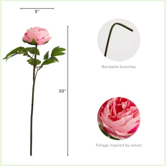 20" Pink Peony Flower Stems, 3ct. {6}