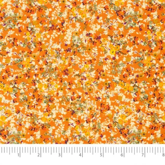 SINGER Orange Floral Packed Cotton Fabric {4}