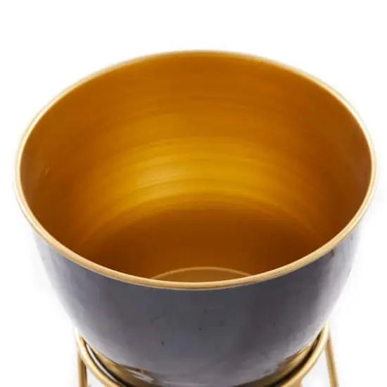 Set of 2 Black Iron Modern Planter, 11" x 10" x 10" {5}