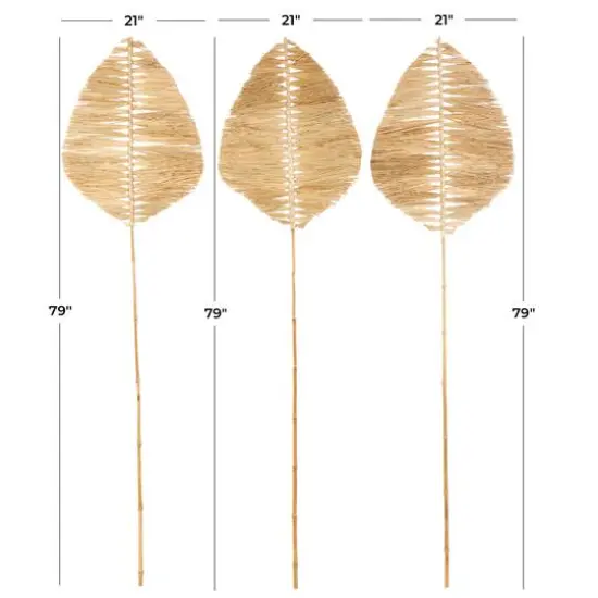 79" Light Brown Bamboo Wood Handmade Palm Leaves, 3ct. {8}