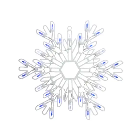 16" LED Lighted Pure White & Blue Snowflake Christmas Window Silhouette D&eacute;cor {1}