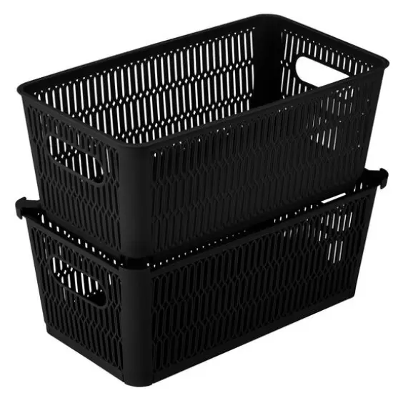 Simplify Slide 2 Stack It Small Storage Tote Baskets, 2ct. Gray {2}