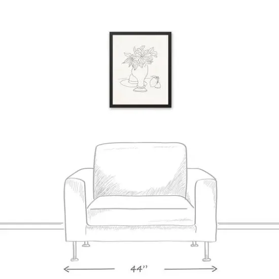 Floral Sketched Still I 16" x 20" Black Framed Canvas {6}