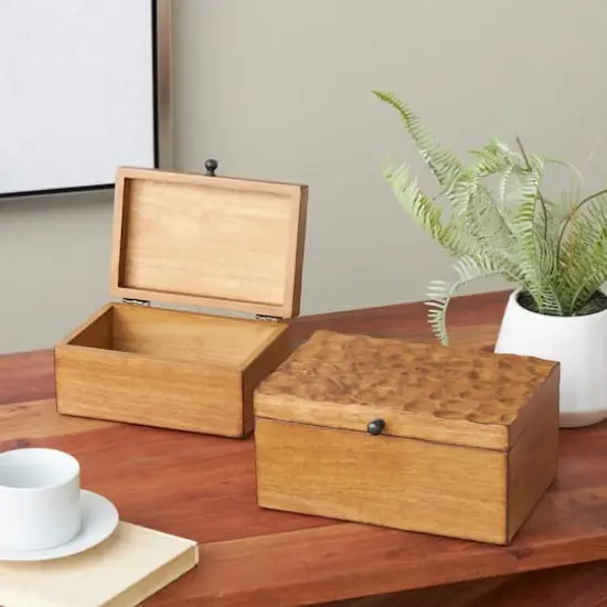 Brown Textured Concave Honeycomb Storage Box Set {3}